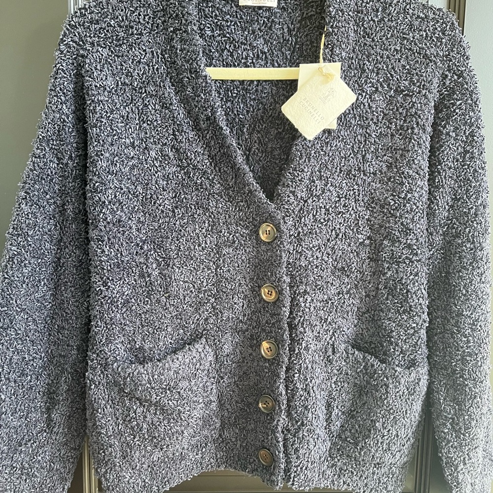 Brunello Cucinelli Charcoal Button-Up Cardigan